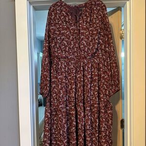 Lane Bryant Burgundy Floral Dress Size 18/20 NWOT